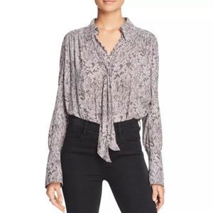 Free People Muse Buttondown Snake Print Blouse